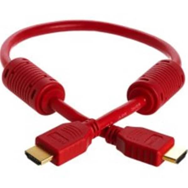 Cmple 28AWG HDMI Cable with Ferrite Cores - Red- 1.5FT 974-N - main